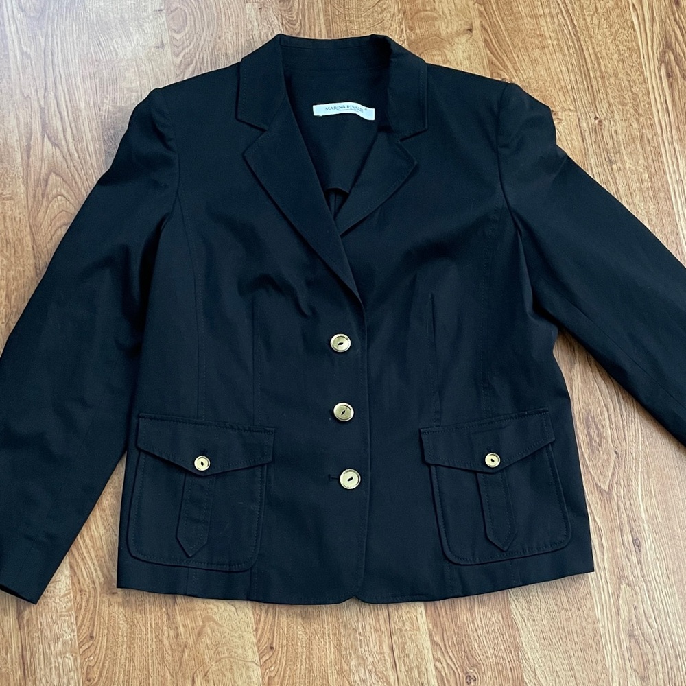 Marina Rinaldi Black Blazer | Gold Button Classic Plus Size 21 Designer